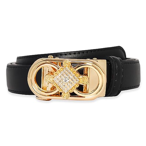 Image of Aurolran Women's Fashion Classic Metal Buckle Leather Belt with Jeans Dress