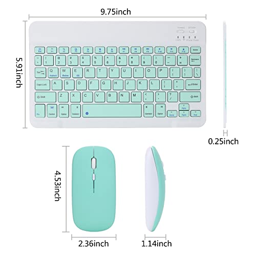 Image of Rechargeable Bluetooth Keyboard&Mouse Combo for iPad, Ultra-Slim Portable Wireless Mouse Keyboard for iPad Pro Air Mini iPhone Samsung Tablet Cell Phone Android, iPadOS /iOS 13&Above (Green)