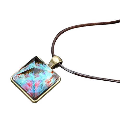 Gaddrt Pyramide naturel nuit lumière cristal illusion lumineux collier étoile pendentif (A)