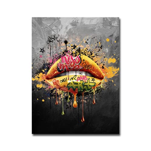Toile Mur Art Affiches Imprime de Haute Qualité Motif Graffiti Lèvres Sexys 70x100cm
