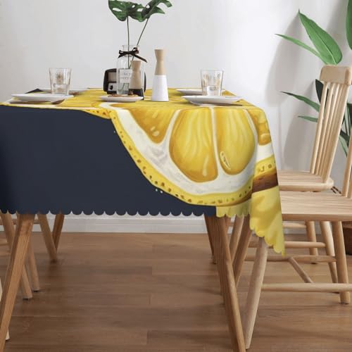 Nappe rectangulaire imperméable citron 137x183 cm : protégez votre table des taches de graisse