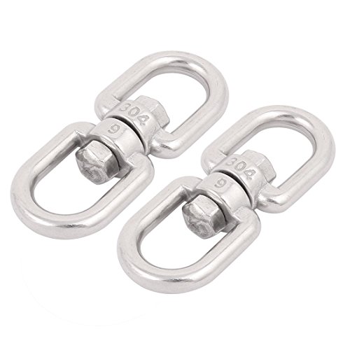 Aexit 2 Pcs Transmission M6 304 Stainless Steel Eye to Eye Swivel Hook Shackle for Marine Mooring