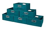 Niche Cubo Set of 6 Half-Size Foldable Fabric Storage Bins with Label Holder- Teal