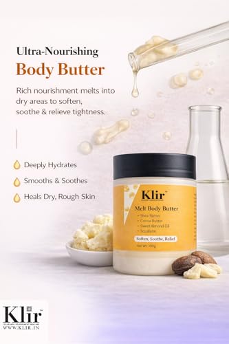 Image of KLIR Melt Body Butter | Deep Nourishing Moisturizer With Shea Butter, Cocoa Butter, Sweet Almond Oil (2 * 100gm)
