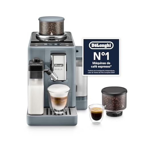 De'Longhi Rivelia EXAM440.55.G, Cafetera Superautomática con LatteCrema Hot, Espumador de Leche Automático, Tamaño Compacto, 16 Recetas, Pantalla Táctil a Color, Gris