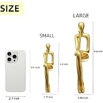 Gold Home Decor Thinker Statue Accents, Set of 3 Thinker Sculptures Office Decor Modern Abstract Resin Decoration on Shelf Table Desk for Living Room Office Bedroom (Small Gold) - Image 5