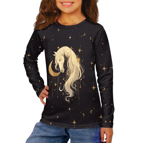 Image of Girls Long Sleeve T Shirt Cute Cartoon Crewneck Shirt for Kids 3-16Y Fall Winter Clothes