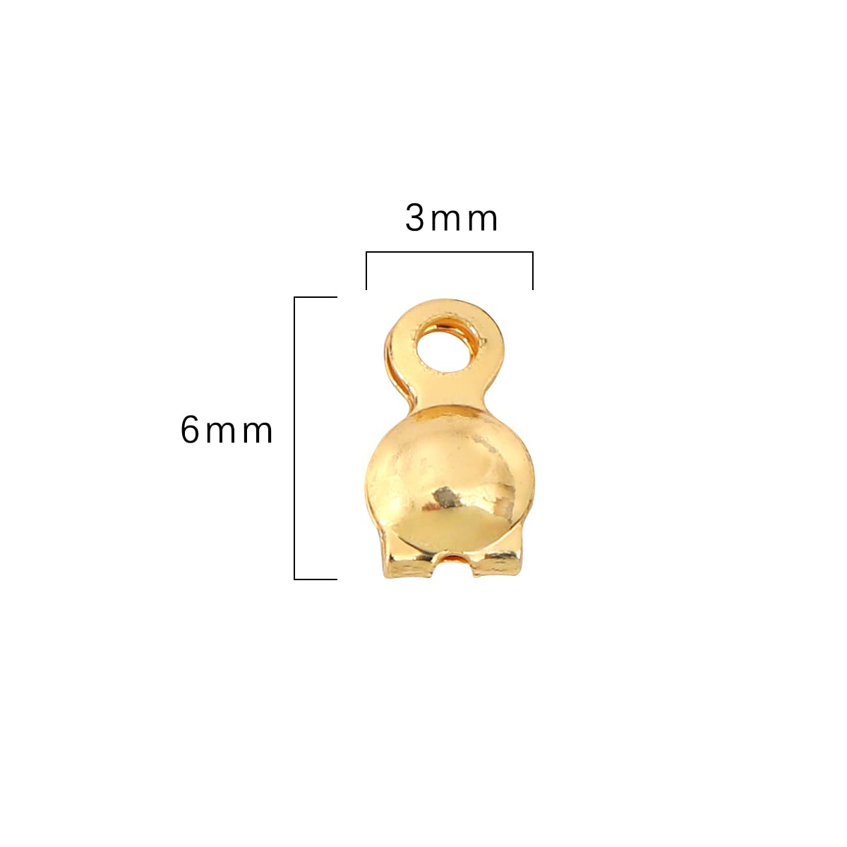 BEADIA 14K Gold Plated End Caps Non Tarnish 3x6mm 200pcs for Jewelry Making Findings