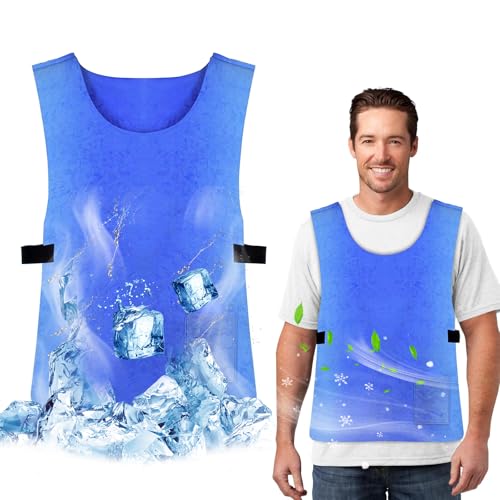 Qudubuy Ice Cooling Vest for Men and Women - Upgraded 66x43cm PVA Water Activated Cold Vest Reusable Adjustable Lightweight for Hot Weather Running Cycling