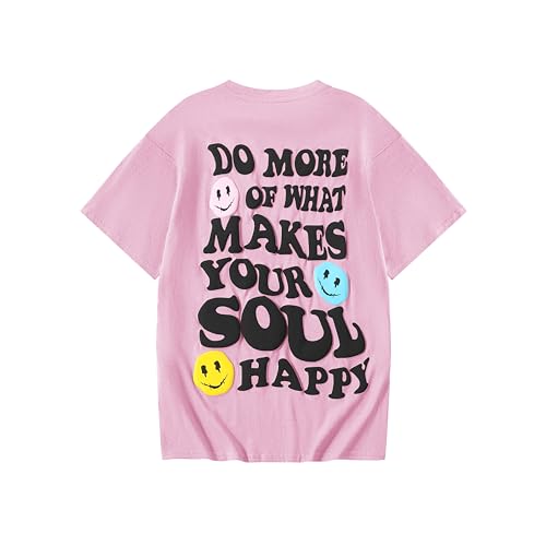 Girl's Letter Print Graphic T Shirts Short Sleeve Cute Shirts Oversized Loose Tee Summer Tops2