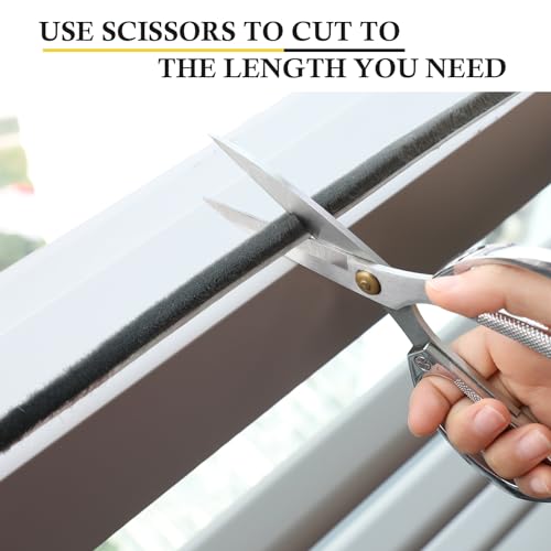 fowong Draught Excluder Tape,4.9 m(L) x9 mm(W) x 5mm(T) Door Brush Strip for Door Frame Insulation and Window Adhesive Brush Weather Stripping-Grey