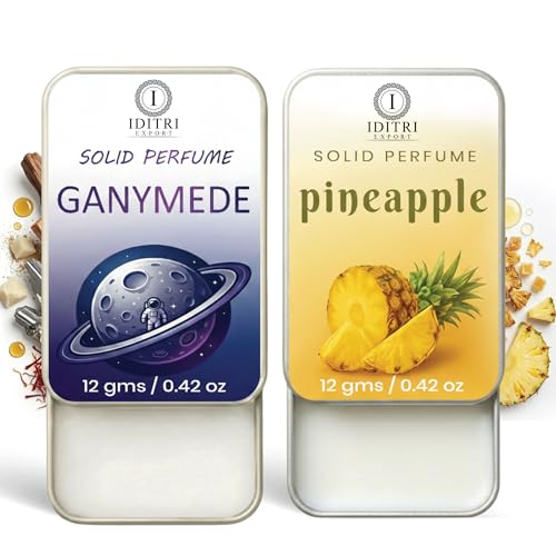 Image of IDITRI EXPORT Solid Perfume |pineapple&Ganymede Alcohol Free Wax Perfume Balm, Long Lasting | Pocket Tin 12g, Pack Of 2| Non Greasy Smooth Glide, Travel Friendly Men And Women