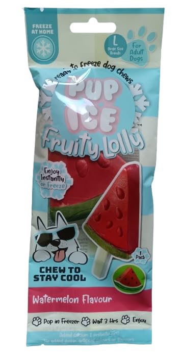 Pup-Ice Freezable Watermelon Fruity Lolly Treats for Large Dogs 90g, Chew For Digestion, Multivitamins