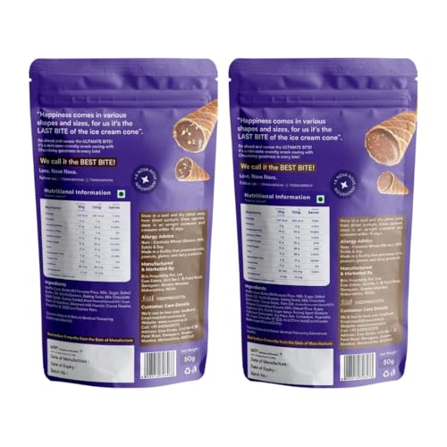 Image of NOVANOVA Best Bite Choco Filled Cones | Choco Hazelnut & Cookie Buttercream - Assorted Pack Of 2| 100% Eggless | No Added Preservatives (100 Gram)
