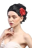 marca: WIG ME UP WIG ME UP- 9332-ZA103 Peluca señoras Carnaval Negro Corto Rosa Bailarina España Argentina Tango Bolero Carmen