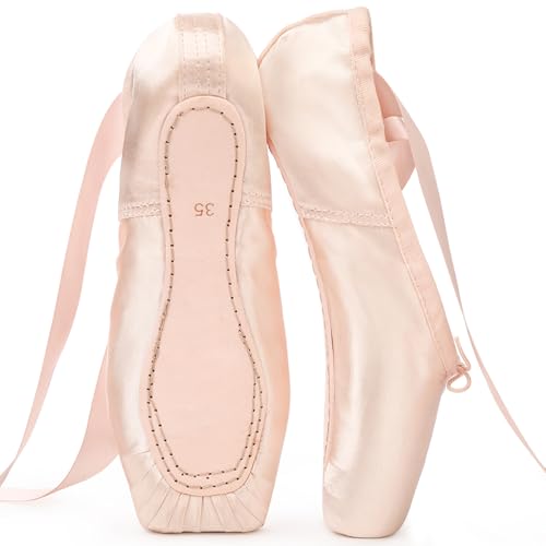 Ballet Pointe Shoes for Girls Women Professional Dance Shoes with Ribbon Toe Pads4