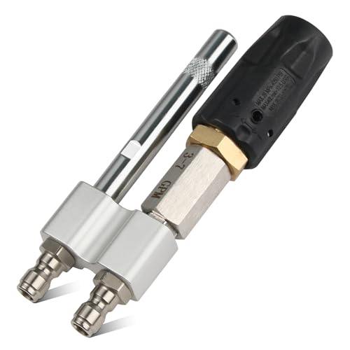 DZQPPC M5 Twist Nozzle for Pressure Washer Adjustable Long Range Shooter Tip 3-7 GPM 2-in-1 Soft Wash Twist Nozzle with 0 to 60°Spray Mode and 1/4 