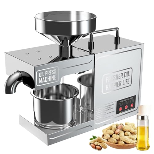 Máquina de prensa de aceite, extractor de aceite frío y caliente, control inteligente para extracción de aceite de nueces y semillas, ideal para uso comercial y doméstico, separación de residuos de