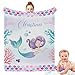 Personalized Mermaid Gift for Baby Girls, Custom Name Receiving Swaddle Throw Blanket for Infant Newborn Toddler Personalized Baby Blankets, Customized Birthday Gifts Mermaid Blanket 30