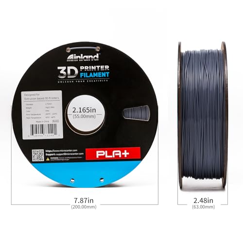 Image of INLAND Micro Center PLA+ 3D Printing Filament 1.75mm - PLA Pro Dimensional Accuracy + /- 0.03 mm - 1kg Cardboard Spool (2.2 lbs) (2 Pack Gray, 1.75mm)