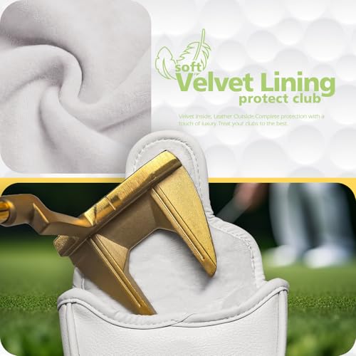 Putter Cover Mallet with Strong Magnetic Closure, Wootfairy Golf Club Cover Waterproof Leather Putter Head Cover Golf Headcovers Compatible with Taylormade Odyssey and More Brand (Funny Mole) - Thumbnail 7