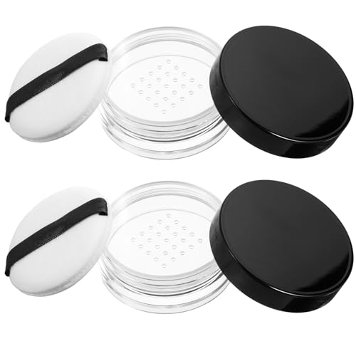 2 Pcs 10ml/0.34oz Loose Powder Containers, Refillable Powders Bottle Powder Container With Puff, Rotatable Powders Travel Container Mini Makeup Containers With Rotating Sifter And Lid