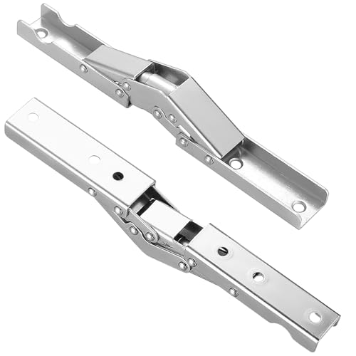 4 Pcs Folding Table Legs, 90 Degree Self Locking Foldable Hinges, Folding Locking Hinges, Folding Table Hinges, Lock Extension Hinges for Table Bed Leg Feet Work Bench Support Brackets (Silvery-B) - Image 3