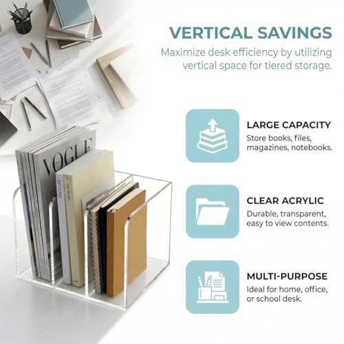 Porte-revues en acrylique transparent, trieur de documents et tablettes