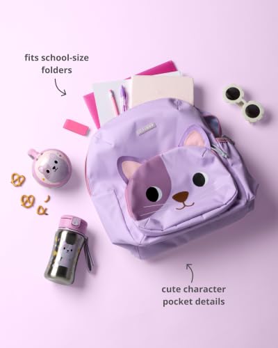 Image of Skip Hop Toddler Backpack with Adjustable Padded Straps, Front Zip Pocket and Side Bottle Pocket, Fits School Size Folders, Besties Squad, Cat, Age 3+