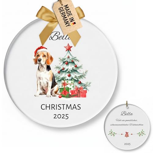 Customdo Hund Weihnachtskugel mit Name Hunderasse personalisiert...