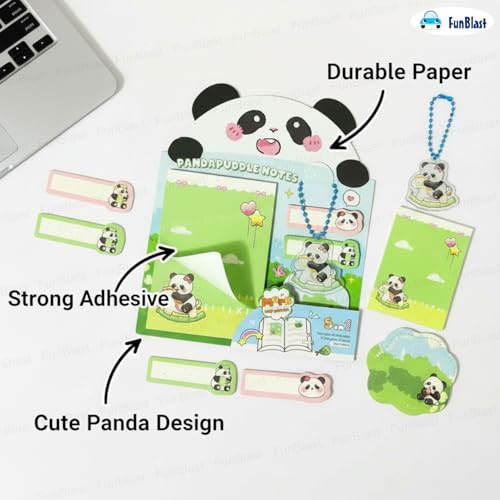 Image of FunBlast Panda Sticky Notes - Cute Panda Memo Pad, Kawaii Sticky Note for Kids & Girls, Self Adhesive Notes and Bookmark, Stationery Gift for School, Office & Personal Use (Random)