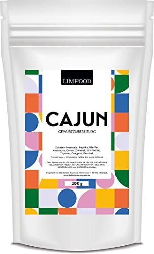 Limfood | 200g Cajun Gewürz Gewürzmischung für Jambalaya & Gumbo Eintopf als Trockenmarinade & BBQ Rub für Huhn Fleisch Gemüse & Fisch