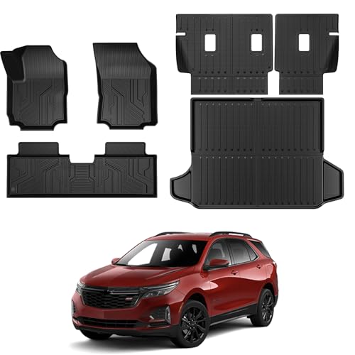 GALVAGNITE Floor Mats Set Cargo Liner and Backrest Mat for for Chevy Chevrolet Equinox/GMC Terrain 2018-2024 All Weather TPE Full Mat Set Cargo Mat for Equinox Accessories