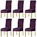 LANSHENG Lot de 6 housses de chaise de salle à manger - taille M - extensibles en élasthanne avec bande élastique - effet velours - Pour restaurant, hôtel, fête, banquet - violet foncé
