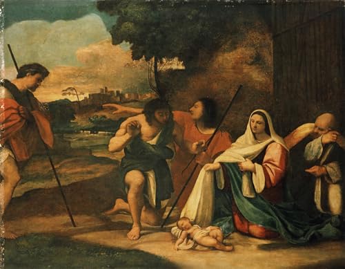 Impression d'art Art Tableau Adoration des bergers de Del Piombo, finition toile Premium