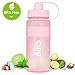 Botella de agua de 1 l, botella de deporte para fitness, senderismo, camping, deportes al aire libre, sin BPA, a prueba de fugas, sostenible (1000 ml, A-Rosa)