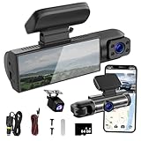 Dash CAM Front and Inside 1080p Dash Camera for Cars, 3 Channel Car Camera Front Rear and Inside with 64gb & 24h Parking...