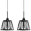2 Pack 1 Light Rustic Farmhouse Large Oval Metal 63 Lantern Cage Kitchen Island Pendant Light FixtureBlack Finish for Table Foyer Over Sink Dining Room