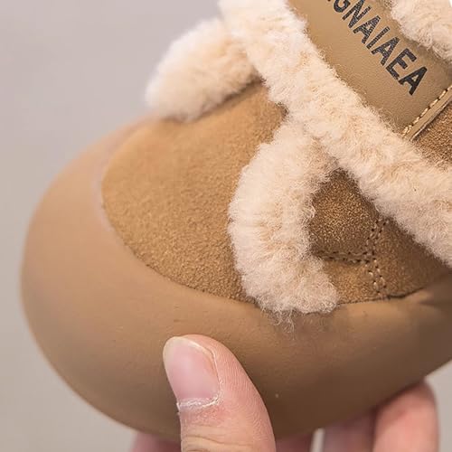 IWIHMIV Girls Cotton Shoes Toddler Girls Warm Winter Comfy Outdoor Cold Weather Soft Sole Non Slip Flat Walking Shoes4