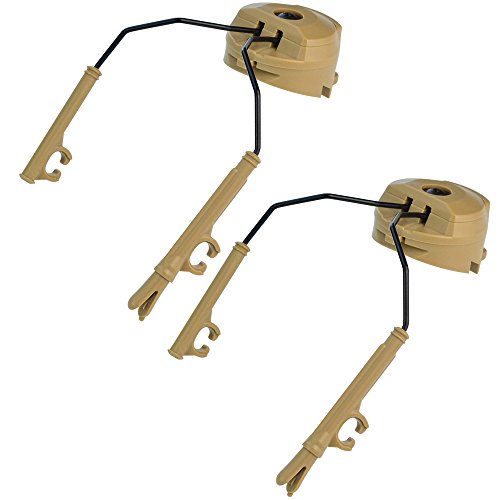 baotongle 1Pair 3.9''x 1.8'' Tactical Helmet Headset Support ARC Rail Adaptor Suspension Headphones Bracket Hunting Earmuffs Left and Right Side Attachments For Peltor Comtac (Tan)