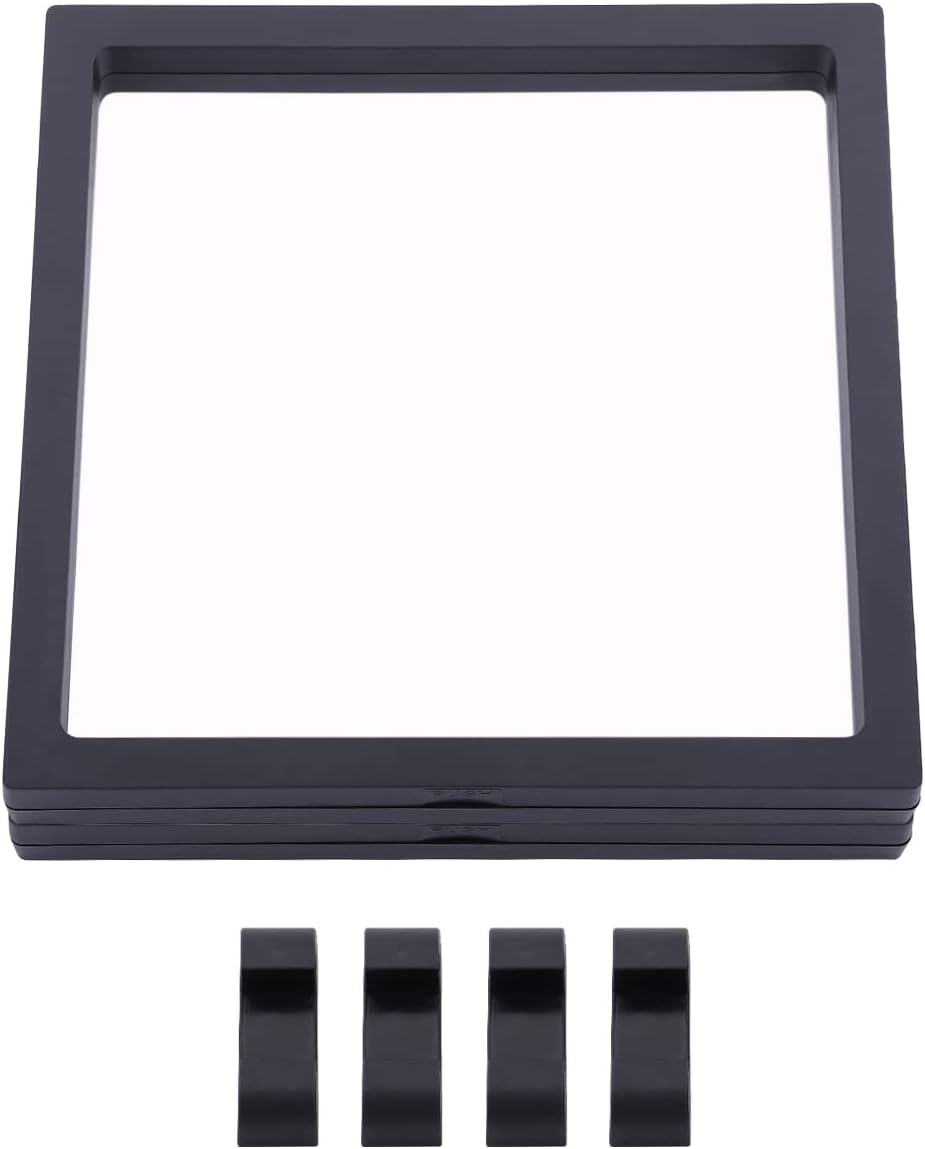 kikARU 2PCS Set 3D Floating Display Case Black Challenge Coin Display Stands for AA Medallions, Jewelry, Fossil, Specimen, Coin Display Frame Gift for Collection Lovers 7.1*7.1inch : Home & Kitchen