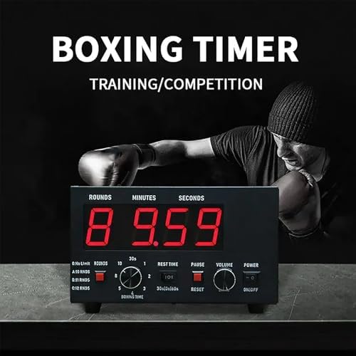 Boxing Interval Timer, Professional Gym Timer with Buzzer and Large LED Display, Customizable Settings for Boxing, Outdoor Training, and Fighting Training