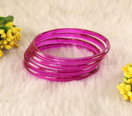 Image of STYOLLO Viral Jelly Plain Transparent Glass Kada Set For Women & Girls | Kanch Kada For Girls | Daily Ethnic Traditional Jewelry | Glossy Classic Fashion Kangan For Wedding, Festive & Parties - Set Of 4