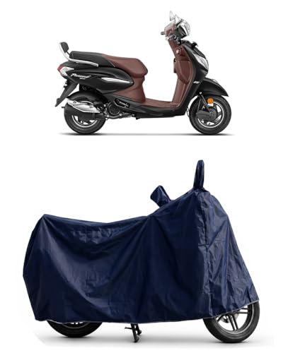 Image of Shield Heavy Duty Scooty Cover for Hero Pleasure Plus | All-Season, Tear-Proof Fabric | with Side Mirror Pocket & Buckle Belt | Hero Pleasure Plus Scooty Cover (Blue)