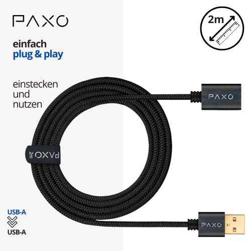 PAXO USB Verlängerungskabel 2m 10 Gbit/s USB |2 Gen2 A-Stecker auf A-Buchse