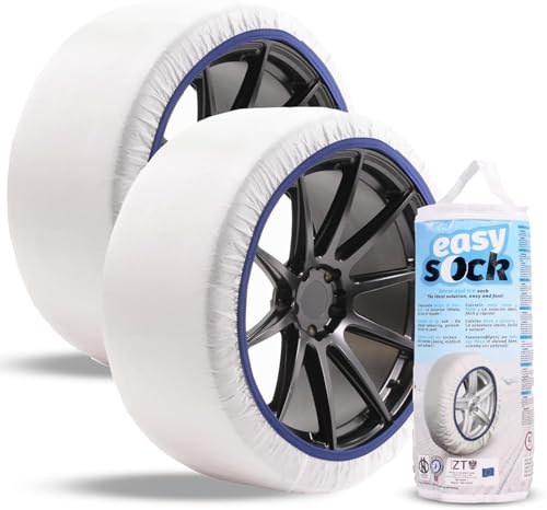 Cadenas Coche Nieve Easy Sock Homologación EN 16662-1 y alta seguridad. Talla M. Cadenas Nieve Téxtiles Fáciles de Instalar - Cadenas Nieve Coche Antideslizantes y Resistentes - Kit de 2 Cadenas