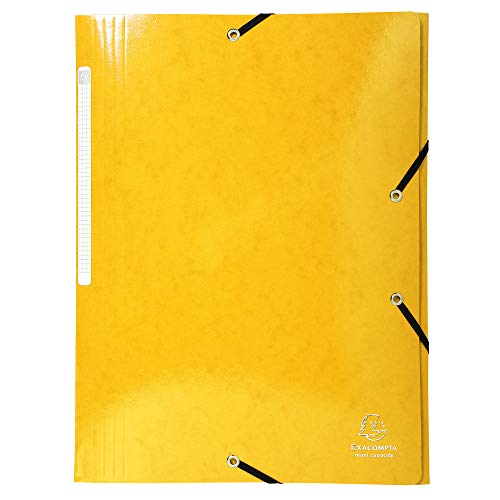 Exacompta - Réf. 55828E - 1 chemise à élastiques Iderama - pochettes 3 rabats Maxi Capacity - en carte lustrée pelliculée 425 g/m2 - dim 24 x 32 cm pour format A4 - couleur jaune