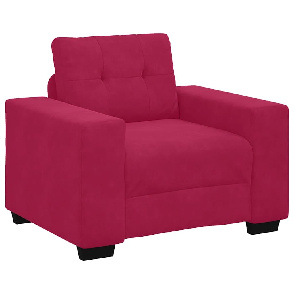 Fauteuil de Salon en Velours Rouge Vin 100x78x80 cm, Canapé Monoplace Rembourré avec Accoudoirs pour Salon, Chambre et Bureau, Chaise de Relaxation Confortable