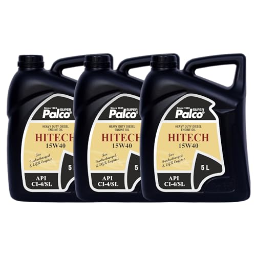 Image of PALCO HITECH 15W40 API: CI4 / SL Heavy Duty Diesel Engine Oil Synthetic Technology | Maximum Power & Superior Protection | For SUVs, MUVs & Crossovers | 5 Litre (Pack of 3)
