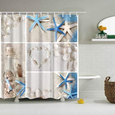 Rideau de douche anti-moisissure polyester lavable 90x180 conque mer